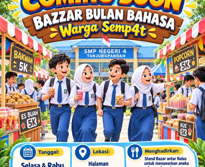 Semarakkan Bulan Bahasa, SMP Negeri 4 Tanjungpandan Gelar Bazar Kewirausahaan Siswa